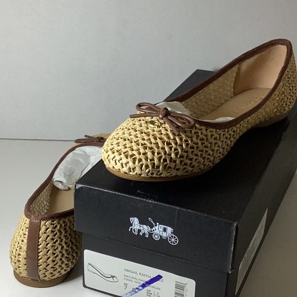 COACH Women's Abigail C Raffia Ballet Flats - Picture 10 of 13